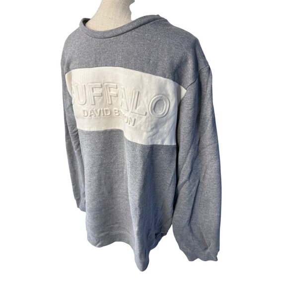 Buffalo David Bitton Gray Sweatshirt Crewneck Embroidered Logo Mens xl Cotton Bl - Picture 2 of 10
